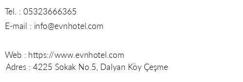 Evn Hotel telefon numaralar, faks, e-mail, posta adresi ve iletiim bilgileri